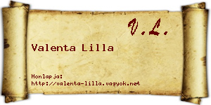 Valenta Lilla névjegykártya